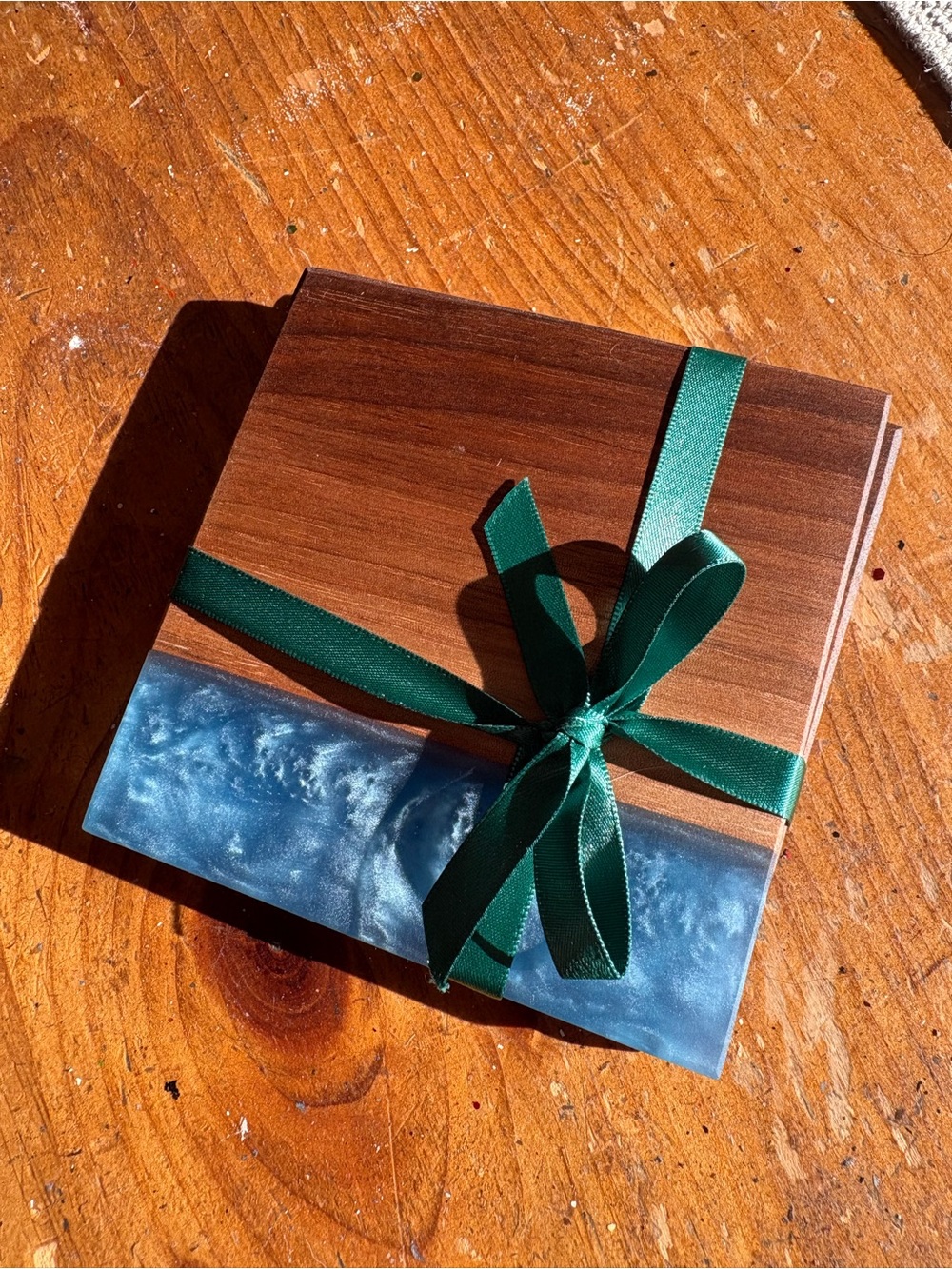 Handmade Wood & Resin Coaster Set